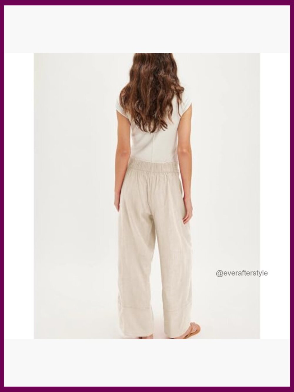 Cotton Linen Wide Leg Palazzo Pants with Pockets Casual Lounge Trousers - Picture 2 of 7